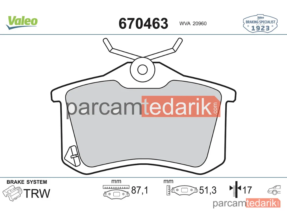 670463 | Fren Balatası (Arka) — Seat Leon, Seat Leon ST, Audi A6 C5